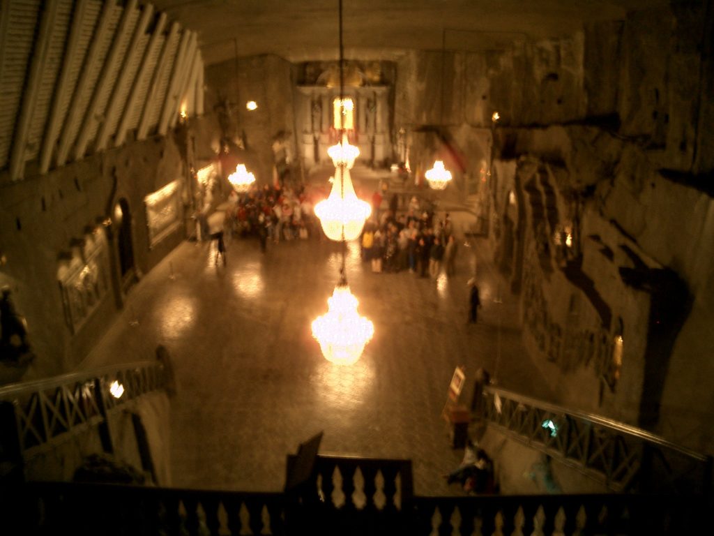 a group of people in a building