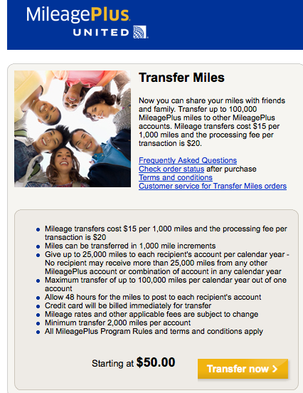 transfer United miles