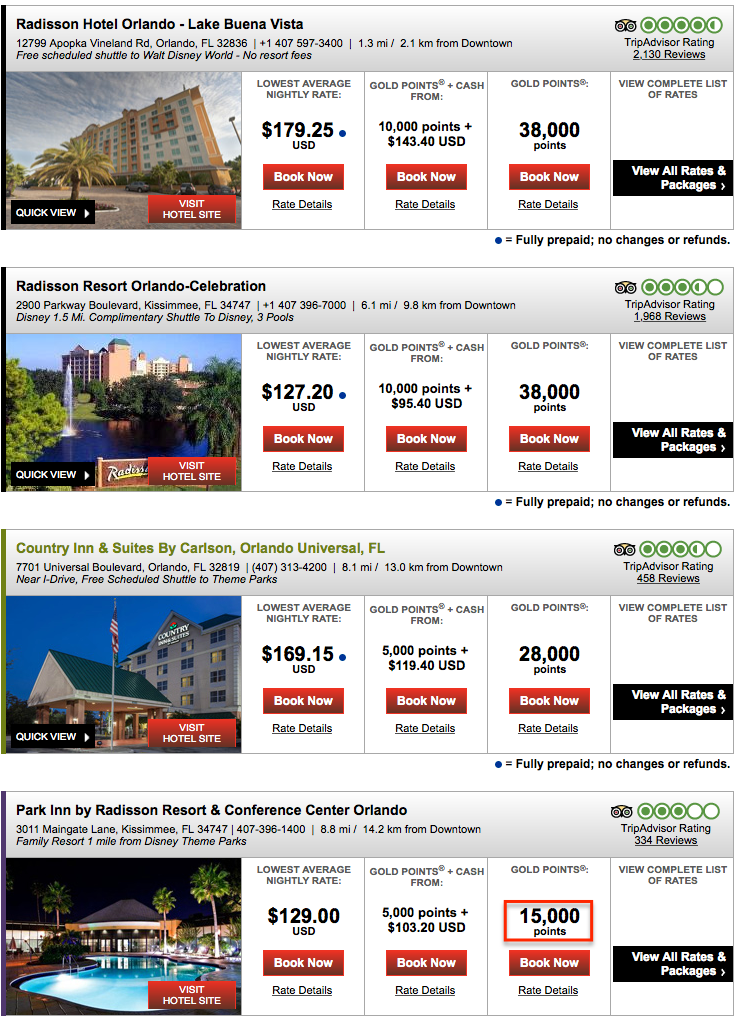 club carlson orlando hotels