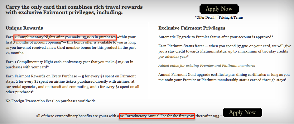 fairmont visa benefits page