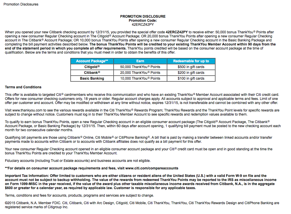 citi gold account