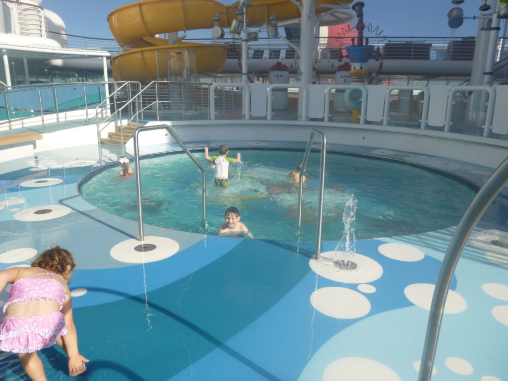 Enjoying an almost-empty pool during a port day.
