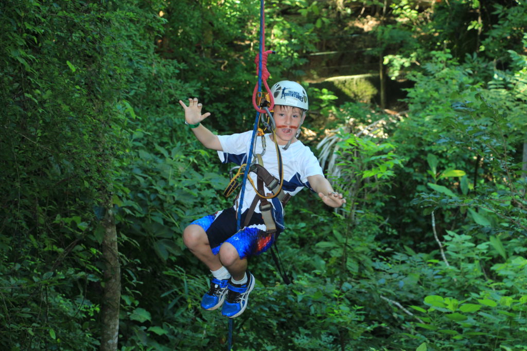 Zooming down the jungle zip line