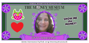 a woman's face on a money museum card