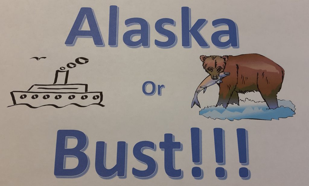 a sign with blue text and words