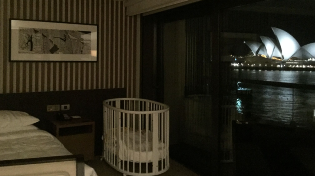 a crib in a room