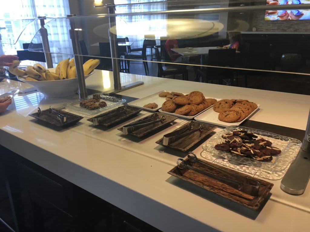 a counter with cookies and bananas