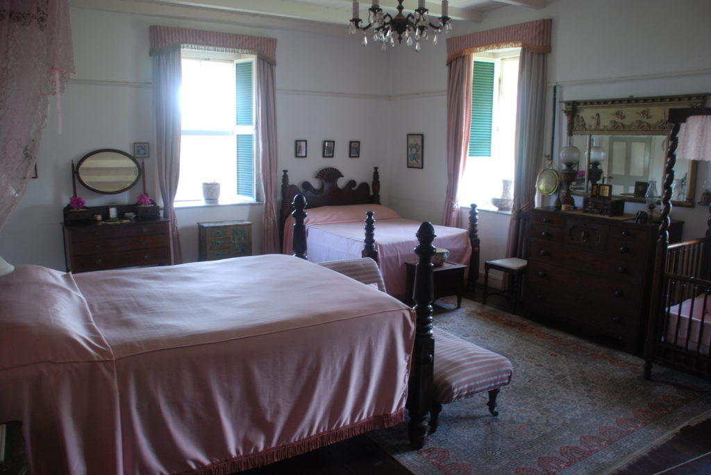 a bedroom with two beds