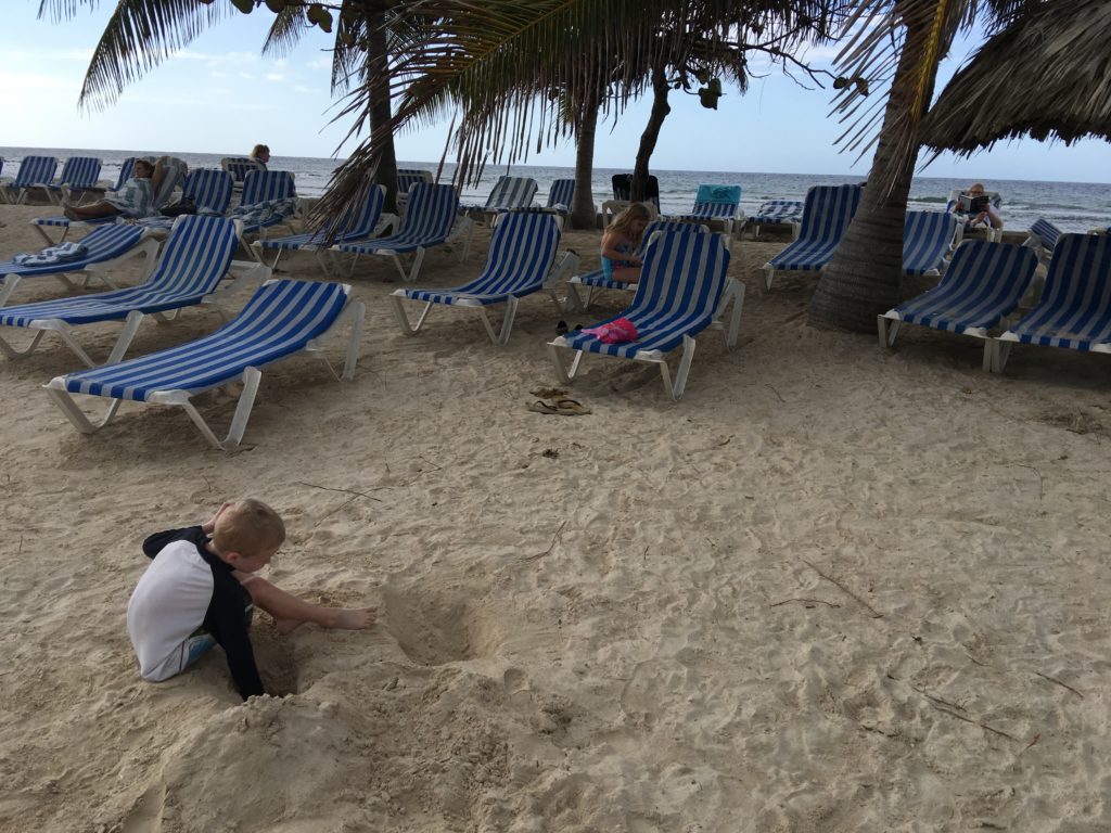 a group of people on a beach