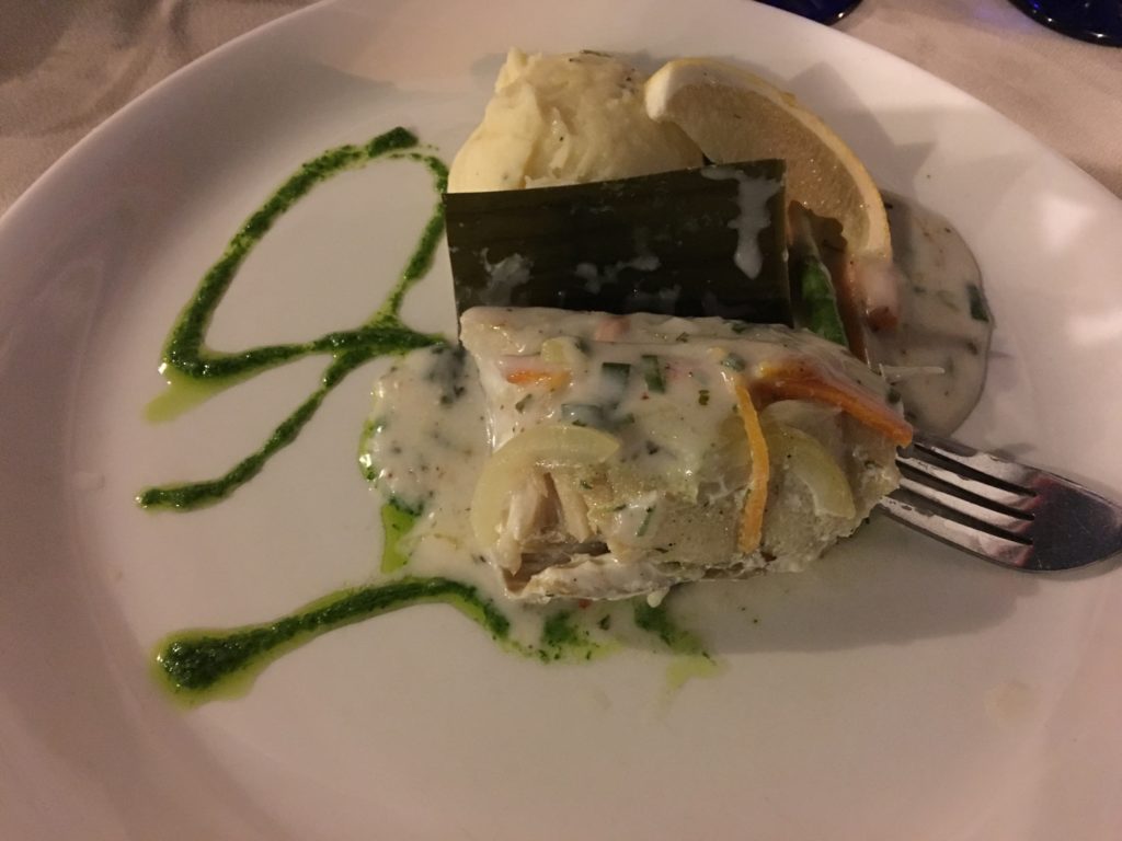 a plate of food with a fork