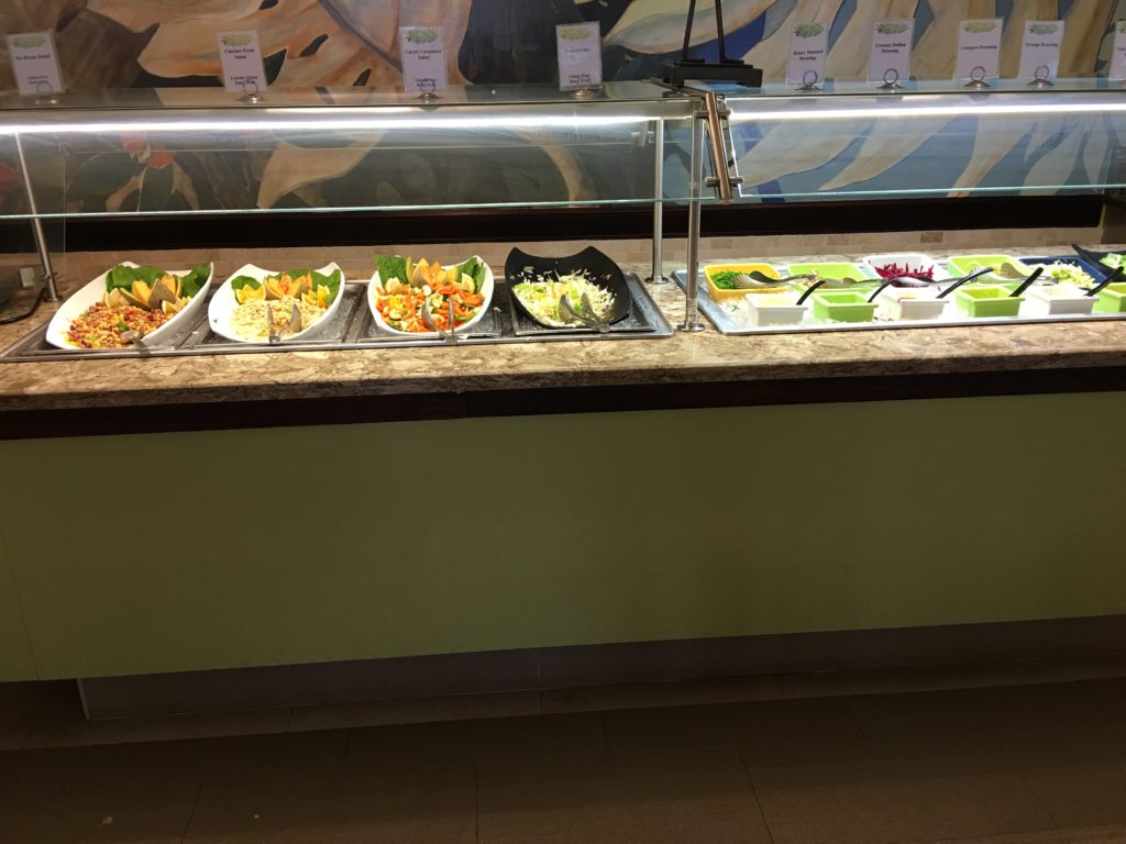 a row of food on a counter
