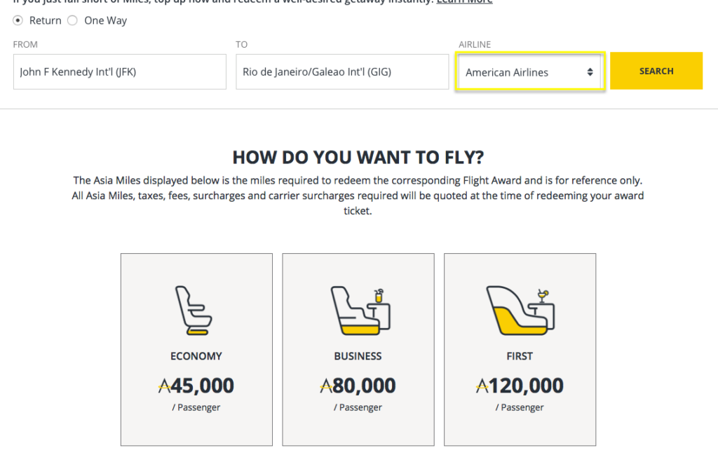 a screenshot of an airline