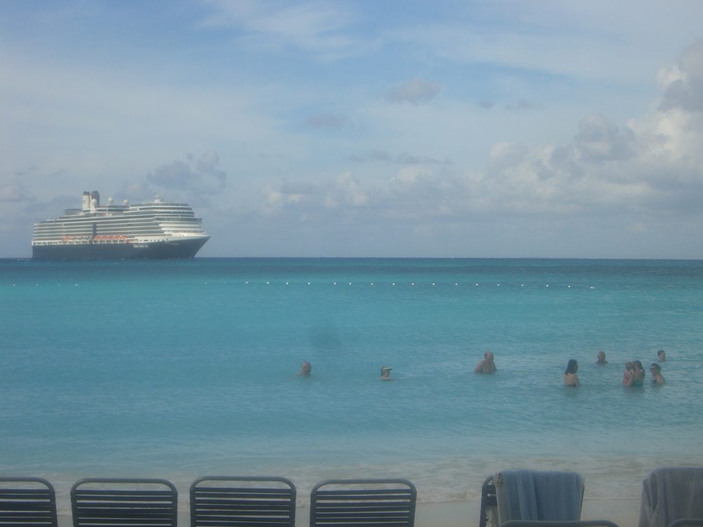 a group of people in the water