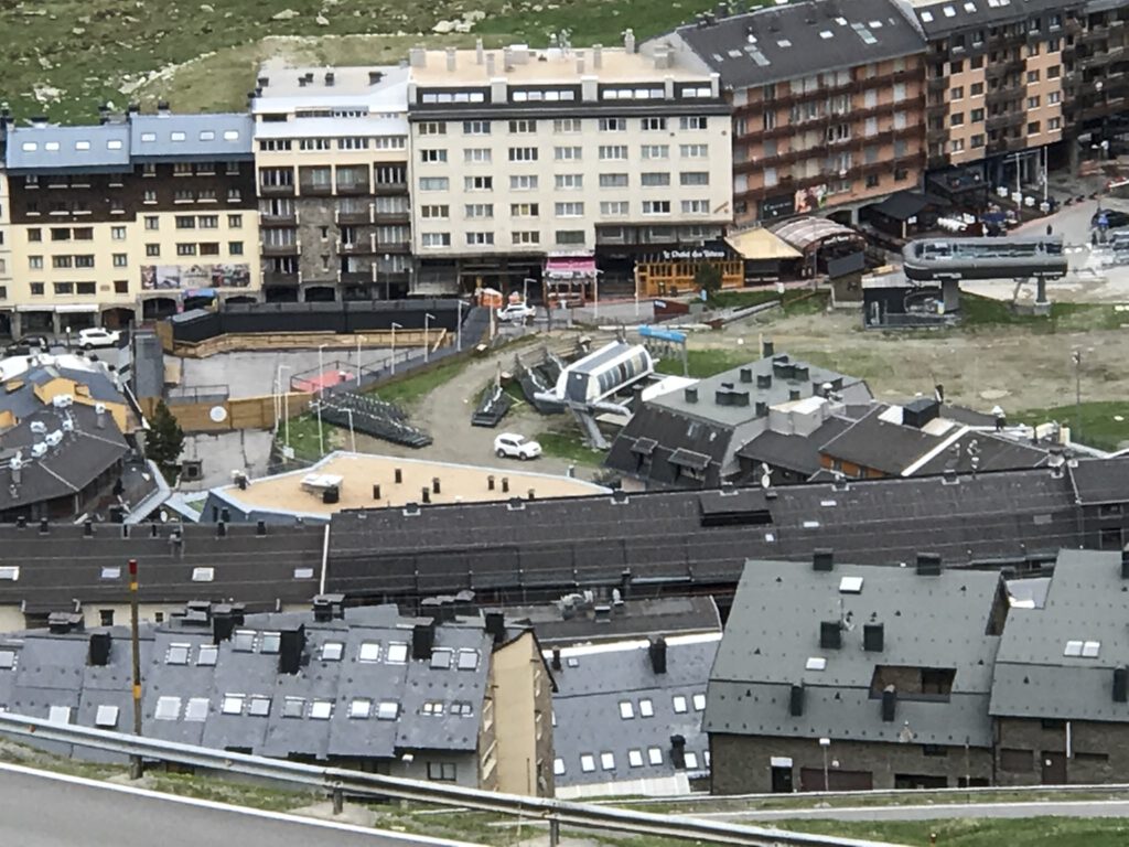 a group of buildings and a road