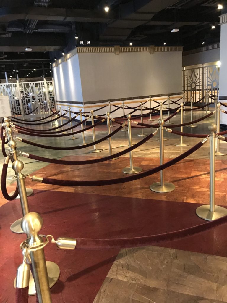 a rope barriers in a room