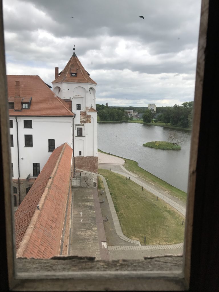a view of a building from a window