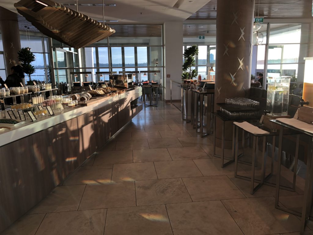 a restaurant with a large counter