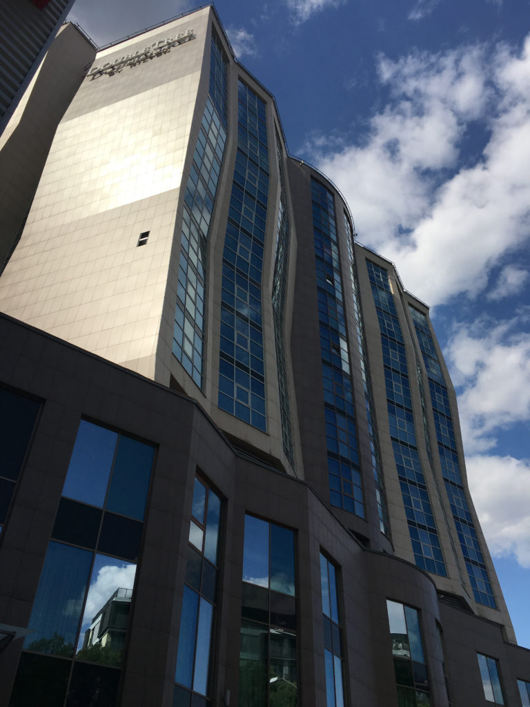 a building with many windows