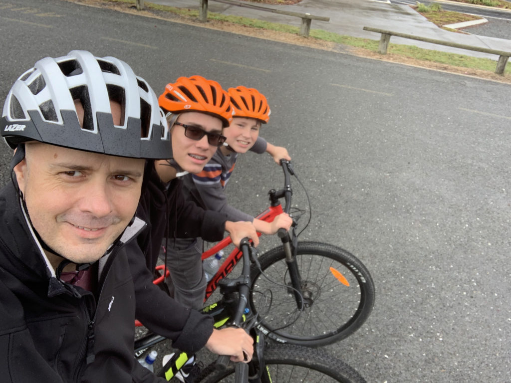 a group of people on bicycles