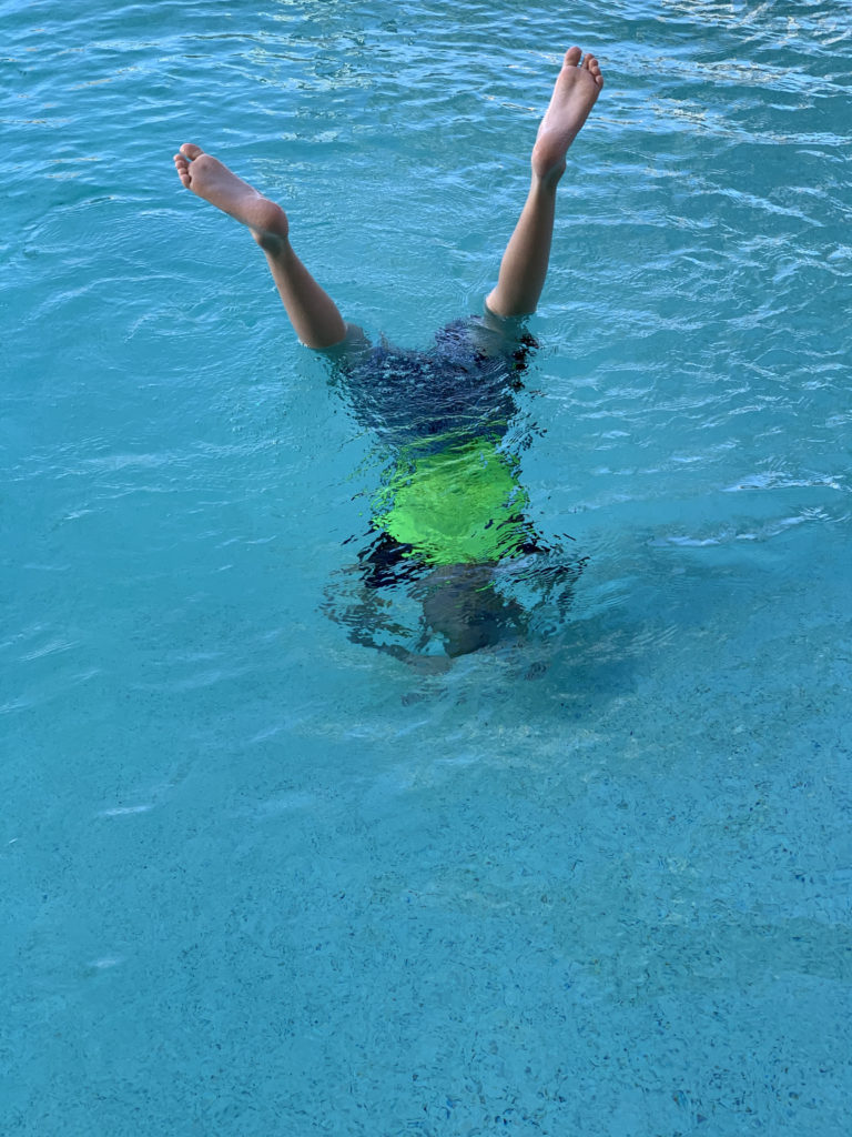 a person diving into a pool