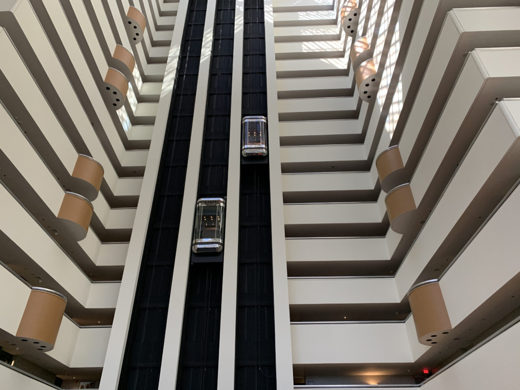 a elevator in a building