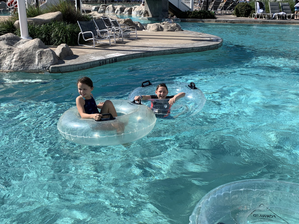 two children in a pool