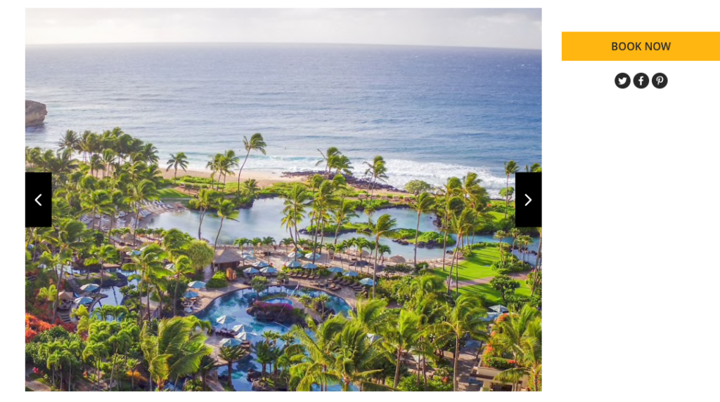 a pool with palm trees and a beach