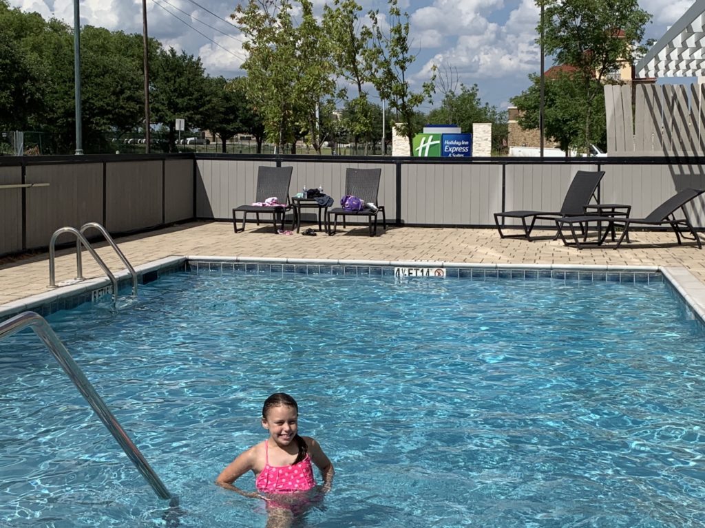 a girl in a pool