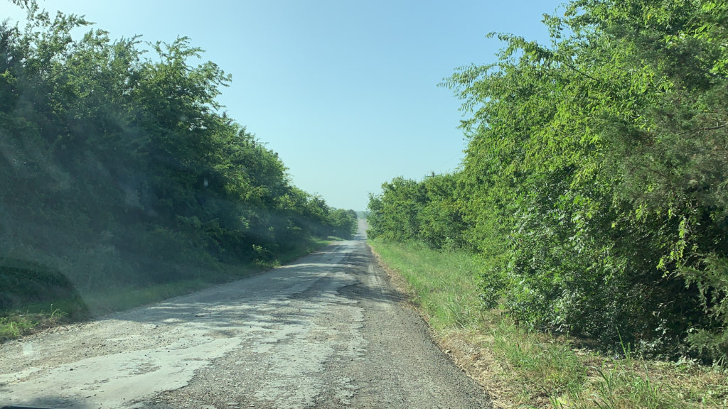 a road with trees and grass