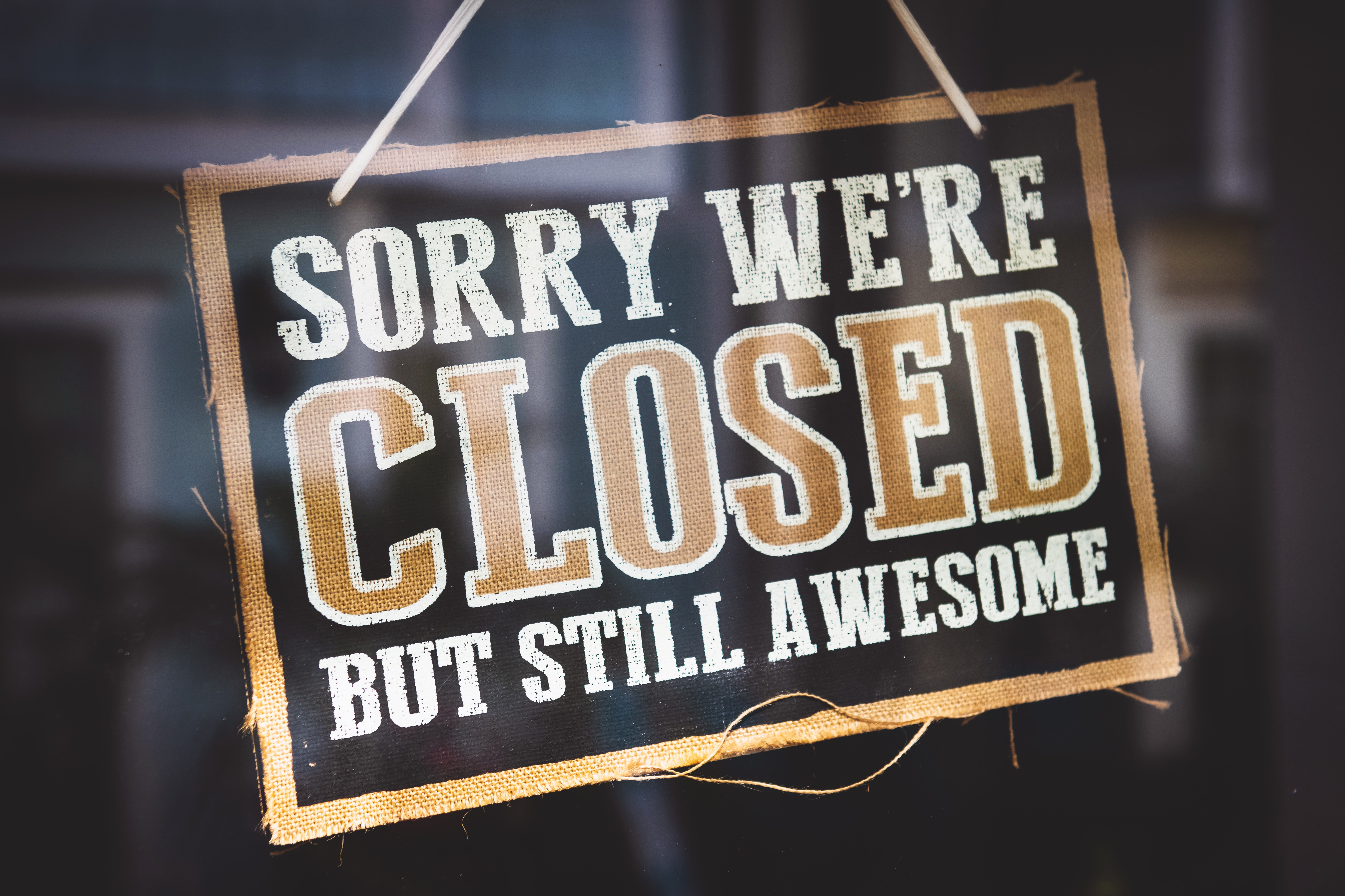 a sign on a window