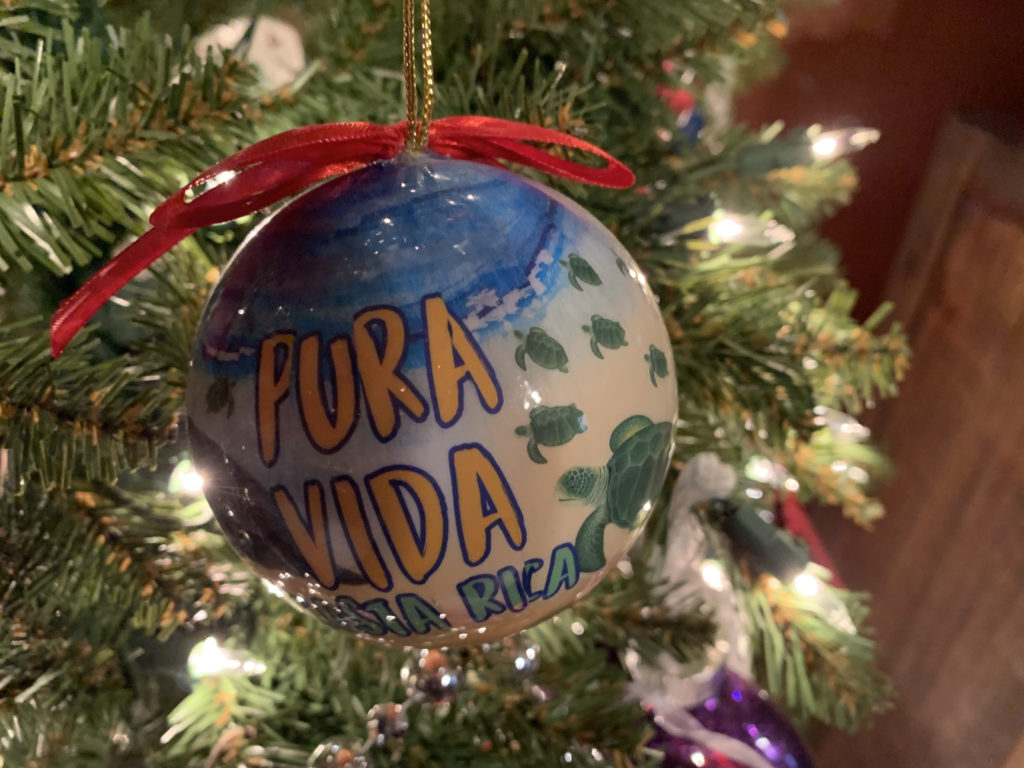 a christmas tree with a ornament