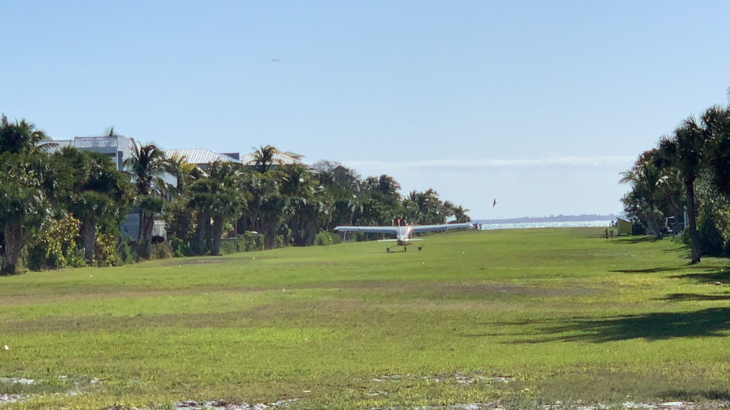 a plane on the grass