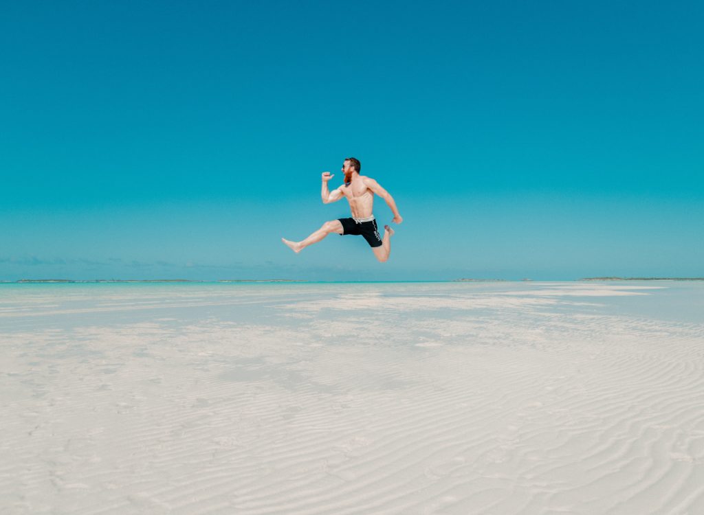 a man jumping in the air