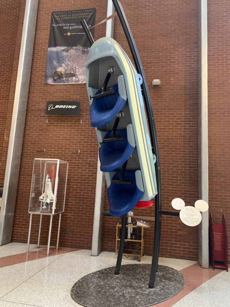a boat shaped object in a room