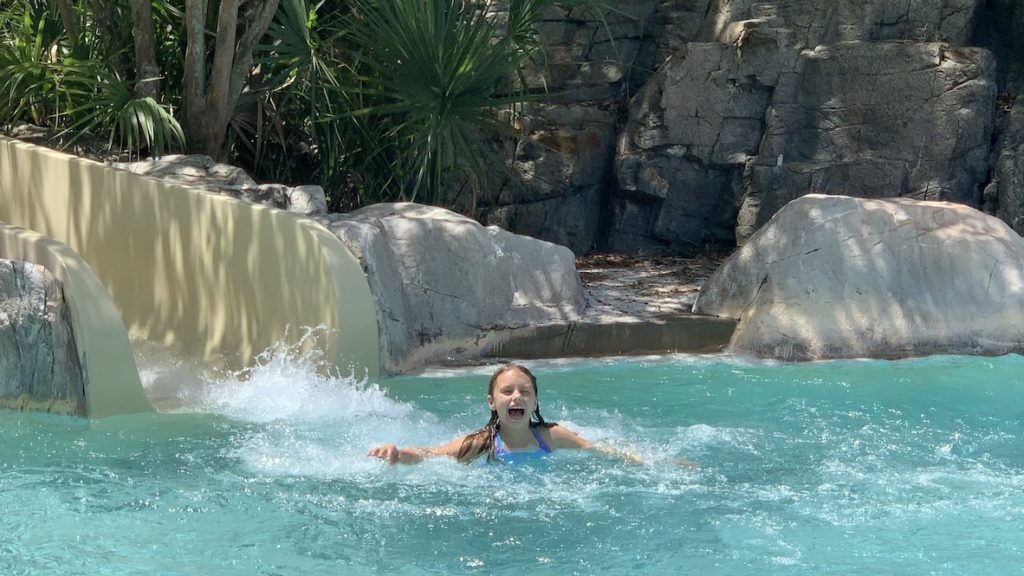 a girl in a pool