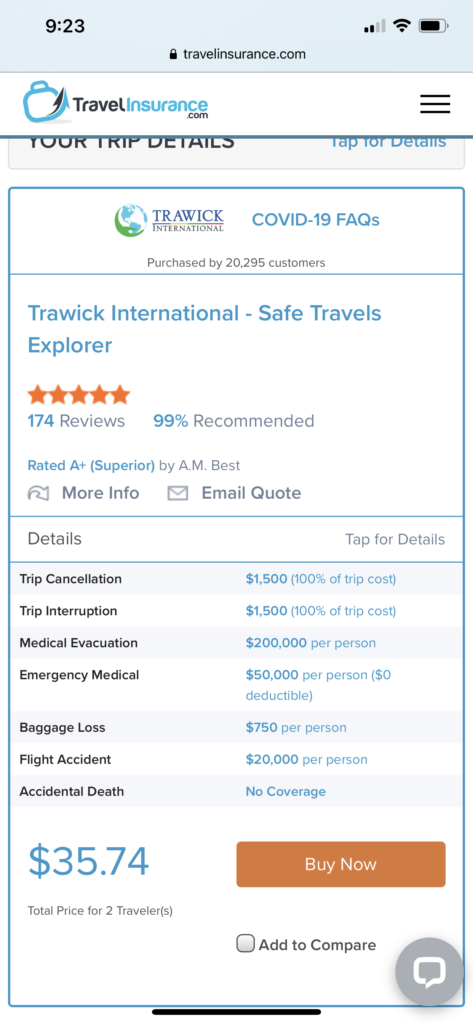 a screenshot of a travel website