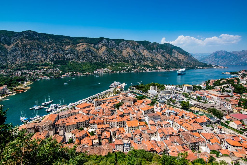 a city next to a body of water