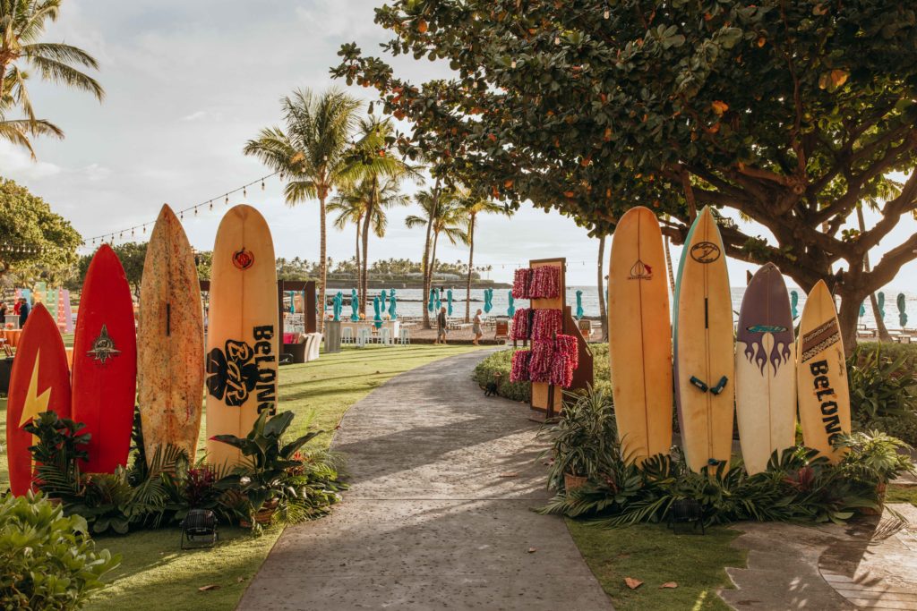 a path with surfboards on it