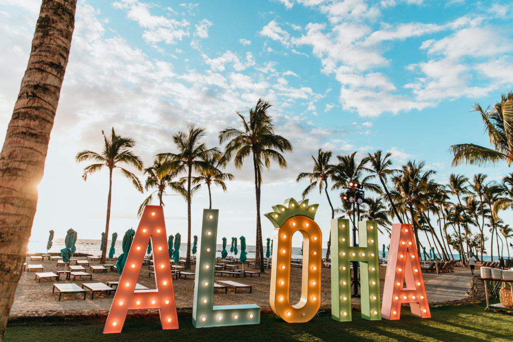 a large sign with lights on it