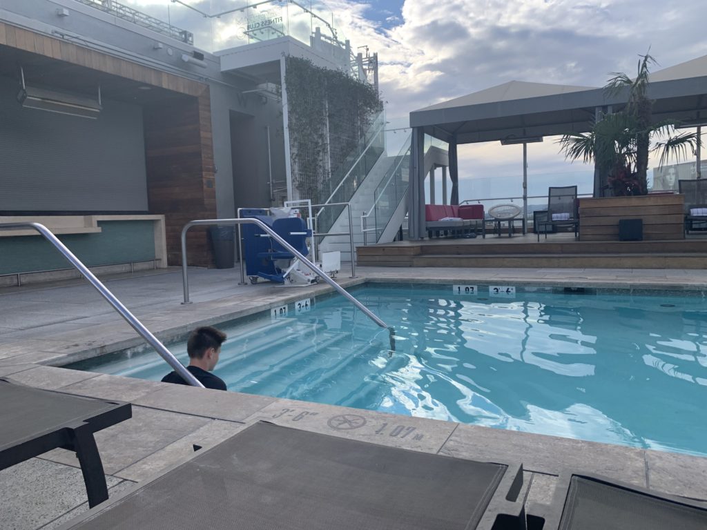 a person in a pool
