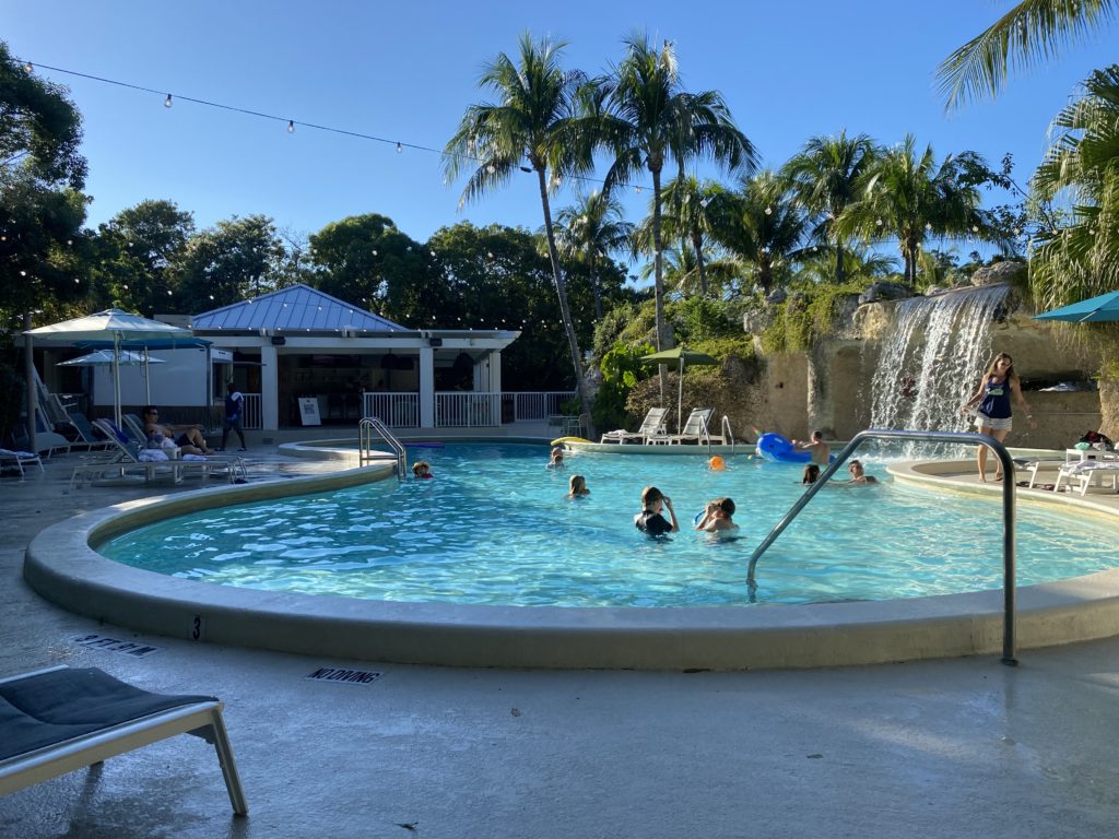 a group of people in a pool