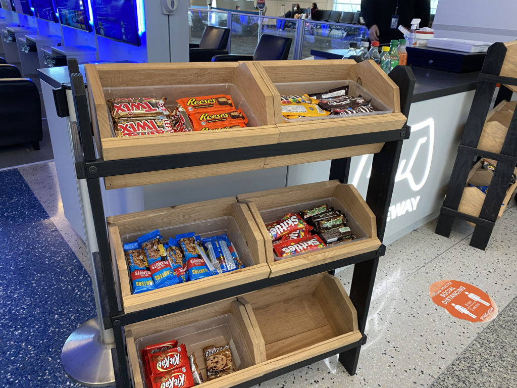 a shelf of candy in a store