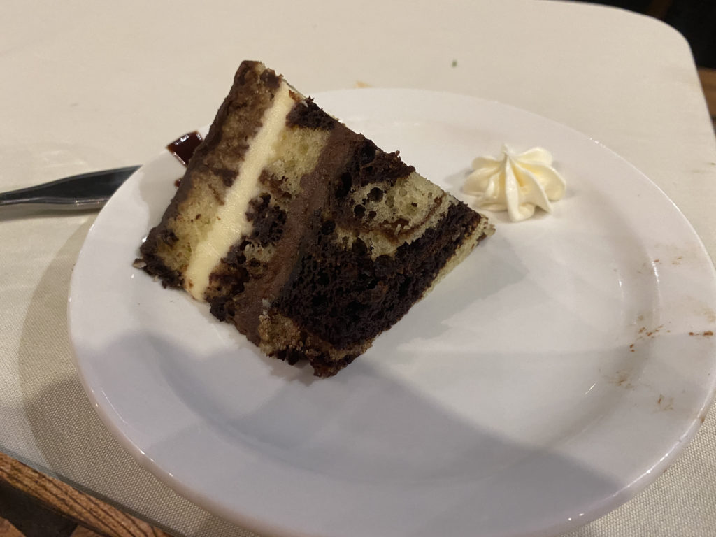 a slice of cake on a plate