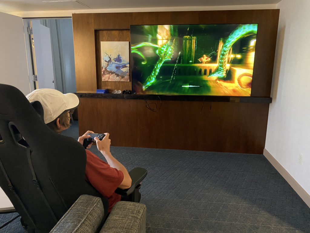 a man playing video games