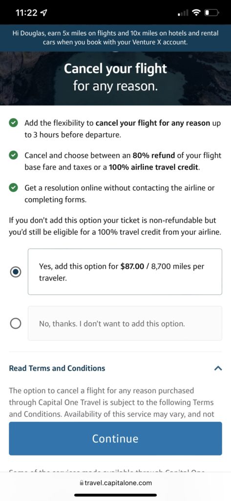 screenshot of a screenshot of a travel credit card