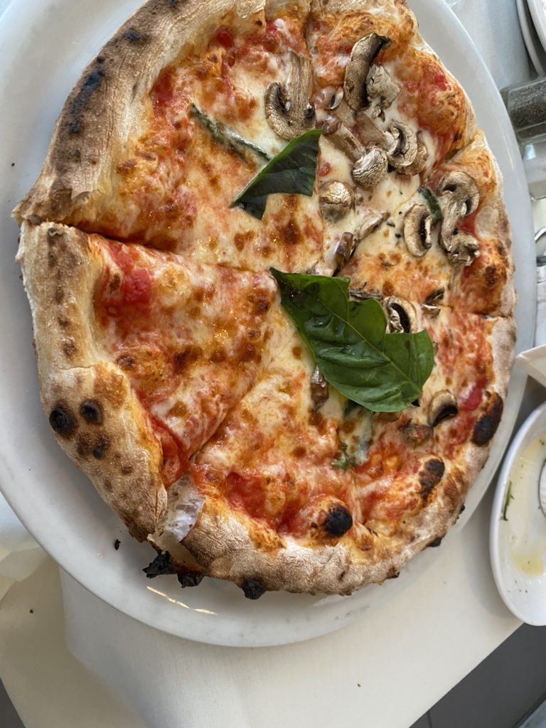 a pizza on a plate