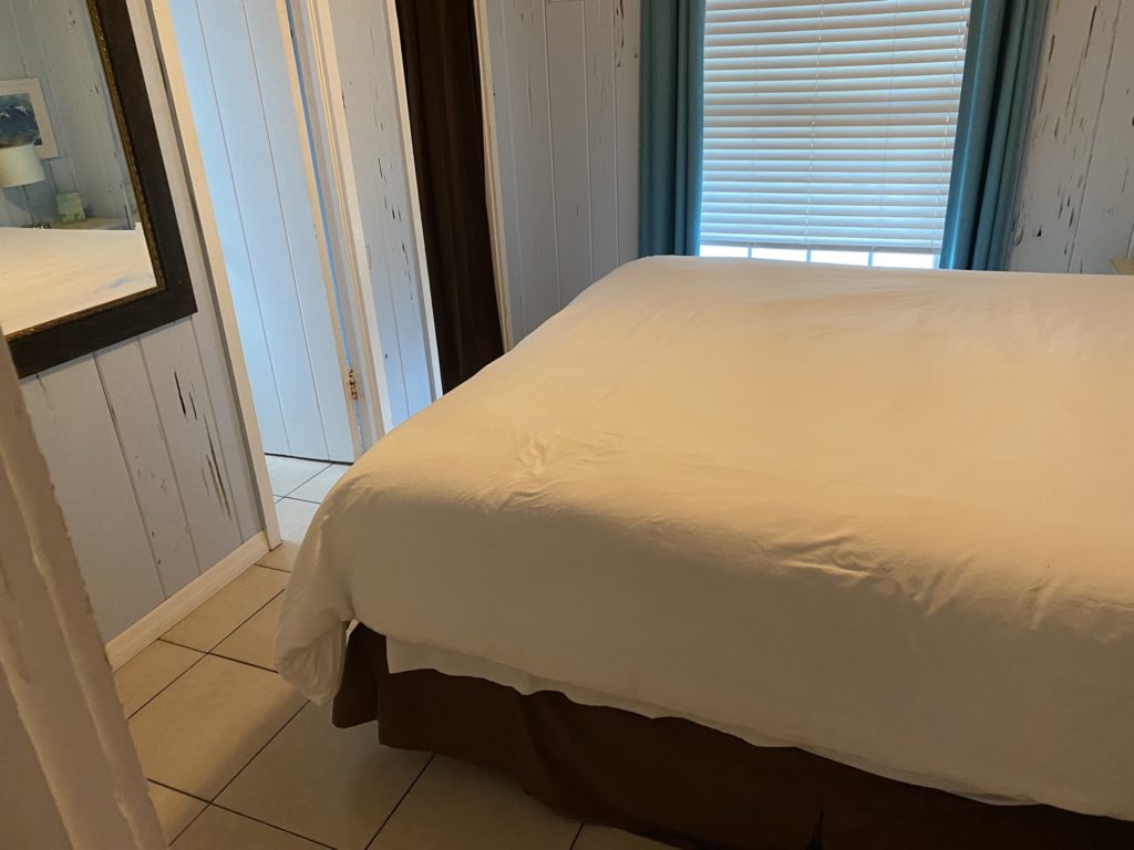 a bed in a room