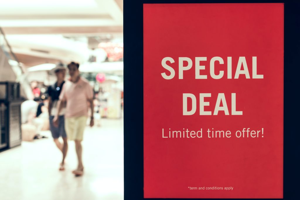 a red sign with white text