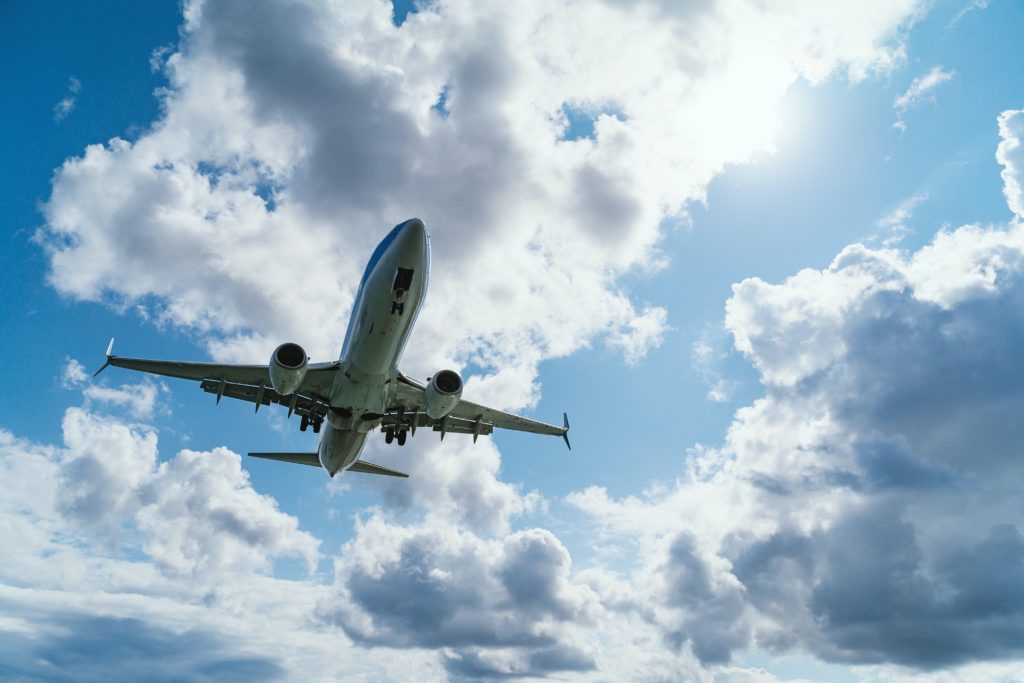 an airplane flying in the sky