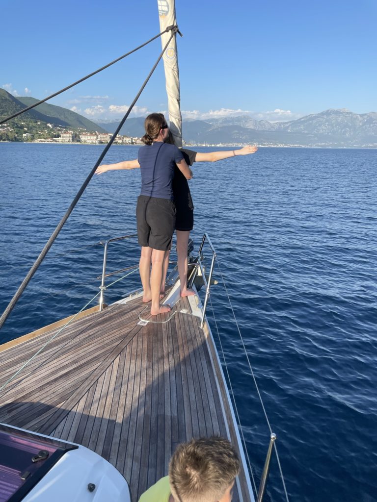 two people on a boat